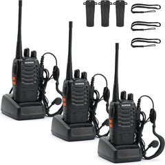 BF-888S Walkie Talkies – Long Range Two-Way Radios with Earpieces, 16 Channels, Rechargeable Handheld Radios for Adults, Hunting, Camping, Cruise & Outdoor Adventures (2-Pack)