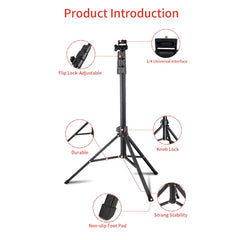 MT-39 2-in-1 Portable Tripod & Selfie Stick, Aluminum Foldable Stand with Adjustable Height, Lightweight Travel-Friendly for Smartphones & Cameras
