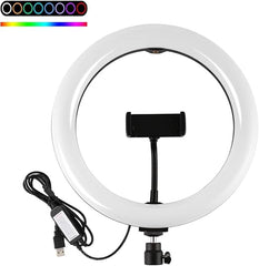 MJ33 RGB LED Soft Ring Light | 26CM Adjustable Ring Light with Phone Holder | Ideal for Video Recording, Photography, and Live Streaming
