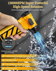 Electric Compressed Air Duster & Vacuum Cleaner 2-in-1 – Super Power Turbo Jet Blower, Rechargeable Mini Handheld Cleaner for PC, Car, Home & Camping