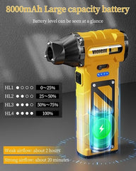 Electric Compressed Air Duster & Vacuum Cleaner 2-in-1 – Super Power Turbo Jet Blower, Rechargeable Mini Handheld Cleaner for PC, Car, Home & Camping