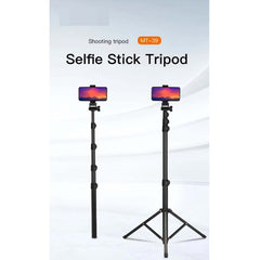 MT-39 2-in-1 Portable Tripod & Selfie Stick, Aluminum Foldable Stand with Adjustable Height, Lightweight Travel-Friendly for Smartphones & Cameras