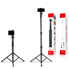 MT-39 2-in-1 Portable Tripod & Selfie Stick, Aluminum Foldable Stand with Adjustable Height, Lightweight Travel-Friendly for Smartphones & Cameras