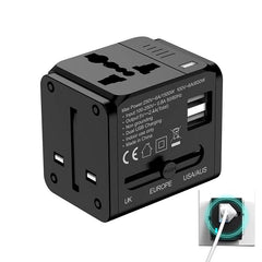 1500W Max Power Socket Plug for Home Appliances, 6-in-1 Universal Travel Adapter with US/EU/UK/AU Plugs, Multi-Device Charging Solution for International Travel