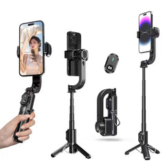 Q-30 Mini Gimbal Stabilizer - 3-Axis AI Handheld Stabilizer with Selfie Stick & Tripod for Smartphones (ABS & Aluminum)