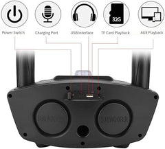 Wireless Bluetooth Speaker with 2-Piece Microphone Set | Portable Karaoke System for Home, Parties, and Events (Black)