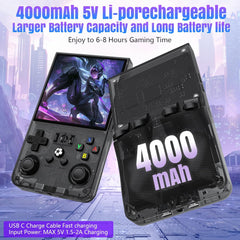 R36MAX Retro Handheld Console - 128GB/22,000 Games, 4" 4K IPS Screen, Open Source Linux System, Portable Classic Gaming (Multi-Colour)