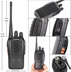BF-888S Walkie Talkies – Long Range Two-Way Radios with Earpieces, 16 Channels, Rechargeable Handheld Radios for Adults, Hunting, Camping, Cruise & Outdoor Adventures (2-Pack)