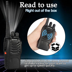 BF-888S Walkie Talkies – Long Range Two-Way Radios with Earpieces, 16 Channels, Rechargeable Handheld Radios for Adults, Hunting, Camping, Cruise & Outdoor Adventures (2-Pack)