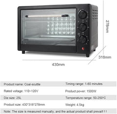25L Electric Oven – Compact Countertop Oven with Even Heat Distribution, Timer, Baking Tray & Wire Rack for Baking, Roasting & Grilling