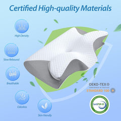 Memory Foam Cervical Pillow - 2-in-1 Ergonomic Orthopedic Pillow for Neck Pain Relief, All Sleeping Positions