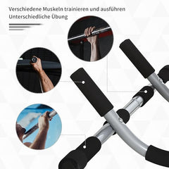 Multifunctional Door Pull-Up Bar | Steel and Foam Training Bracket for Home Workouts | Black and Grey