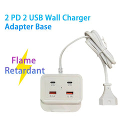 Intelligent USB Power Strip Plug with Dual PD & Dual USB Ports - 5.1A Multi-Port Fast Charging Power Supply | US/EU Plug, 4 USB Output Ports for Safe Charging | 100cm Wear-Resistant Extension Cable competible for iPhone, Android & Other Digital Devices