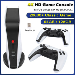 4K Retro M5 Video Game Console TV-Box – Built-in 20,000 Retro Games, Two Wireless Controllers, 64GB/128GB Memory, HDMI, CPS, PS1, GBA Support