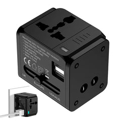 1500W Max Power Socket Plug for Home Appliances, 6-in-1 Universal Travel Adapter with US/EU/UK/AU Plugs, Multi-Device Charging Solution for International Travel