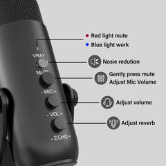 Mc-PW8 Professional USB Microphone – Condenser Desktop Microphone for Podcasting, Gaming, Streaming, and Recording