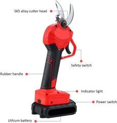 Cordless Electric Pruning Shears - Garden Tree Branch Pruner with 30mm Cutting Diameter, 2 Rechargeable 2Ah Lithium Batteries, 6-8 Working Hours, Ideal for Fruit Tree Branches