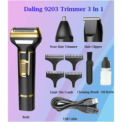 3-in-1 Professional Hair Clippers for Men - Electric Hair Clipper, Nose Trimmer, and Eyebrow Grooming Kit with Durable Stainless Steel Design