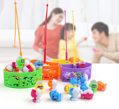Fishing Game Electronic Musical Rotating Toy with 45 Fish & 4 Fishing Rods, Fun Learning Game, Gift for Kids of All Ages, Birthday Gift - Blue