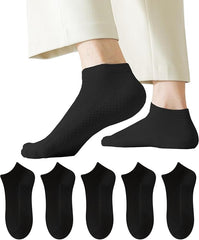 Men's Breathable Cotton Ankle Socks - 6 Pairs, Lightweight & Comfortable for All Seasons (Black)