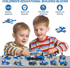6-in-1 City SWAT Police Vehicle Building Blocks Set – 158-Piece DIY Assemble Scene with Modern Buildings & Character Dolls for Kids 6+