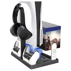 Vertical Stand Cooling Fan for PS5 – Dual Controller Charger with Multifunctional Features