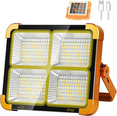 Rechargeable Solar LED Light - 4 Lighting Modes, Adjustable Color Temperature, 264 LEDs, Emergency Flashing, Portable Spotlight
