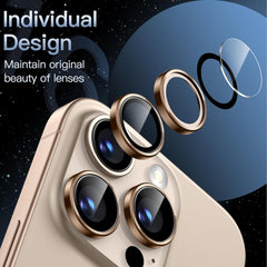 iPhone 16/17 Pro Max Camera Lens Protector - 3-Pack 9H Tempered Glass with  Alloy Ring, Anti-Scratch HD Cover (Desert Titanium)