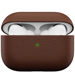 Leather Case for AirPods Pro – Handcrafted Fully-Wrapped Genuine Italian Leather with Pebble Grain Finish, Natural Brown, Premium Protection & Style