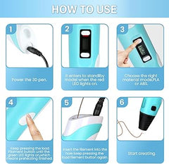 3D Pen Upgrade | Intelligent 3D Printing Pen with LCD Screen, Automatic Feeding | Includes 12 Colors PLA Filament Refills | Creative Gift for Kids