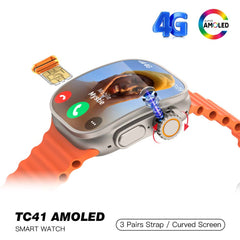 TC41 Curve Smartwatch - 2.01" AMOLED, AI Assistant, Bluetooth Calls, Wireless Charging, IP68, Fitness Tracker (Black)