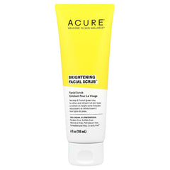 Acure Brightening Facial Scrub - Exfoliating Face Wash with Sea Kelp & French Green Clay, Gentle Daily Scrub for Radiant Skin
